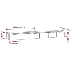 vidaXL Wandschränke 2 Stk. Räuchereiche 102x30x20 cm Holzwerkstoff