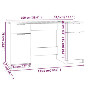 vidaXL Schreibtisch mit Beistellschrank Braun Eichen-Optik