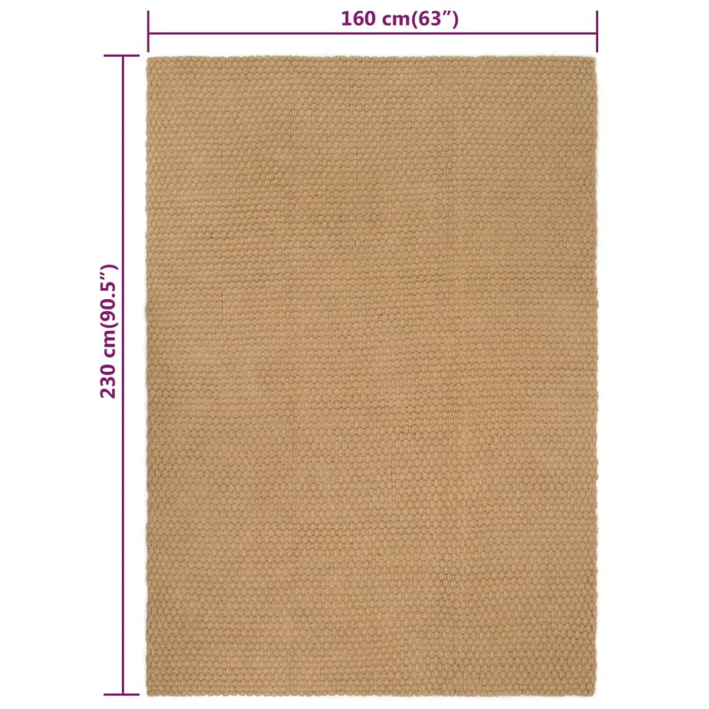 vidaXL Teppich Rechteckig Natur 160x230 cm Jute