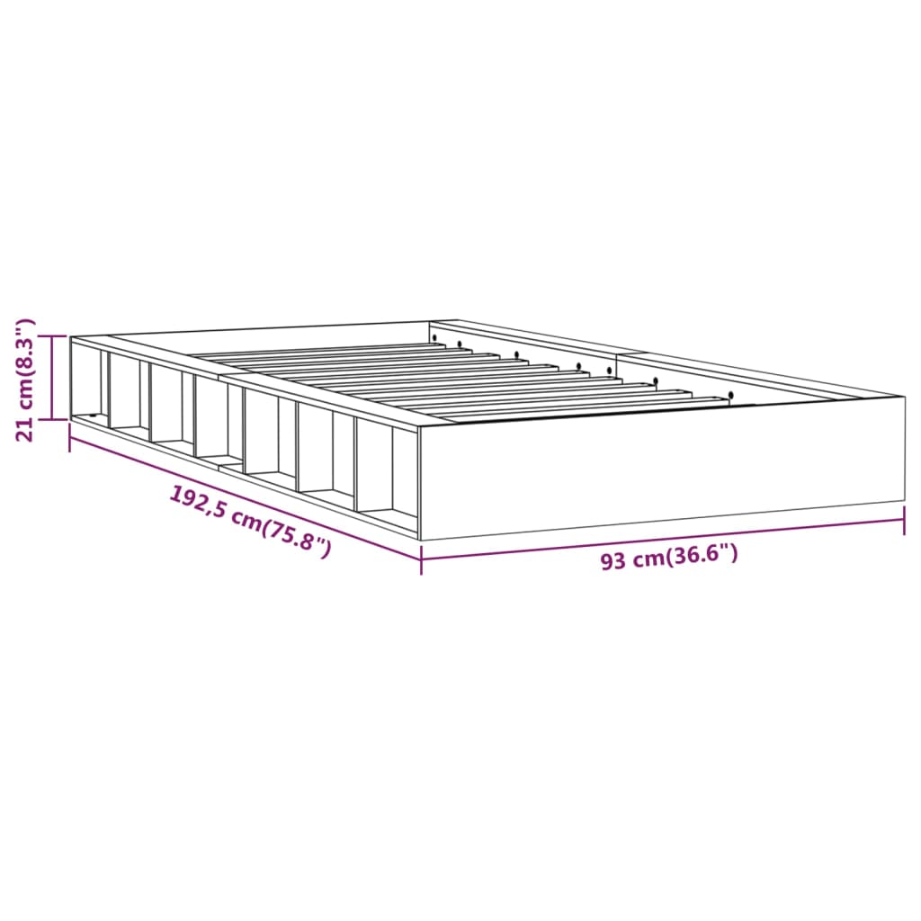 vidaXL Massivholzbett Weiß 75x190 cm