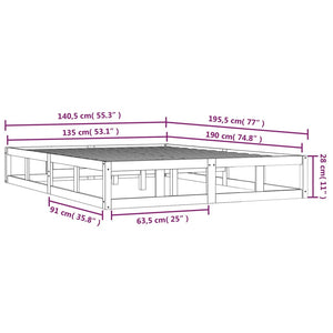 vidaXL Massivholzbett Weiß 135x190 cm