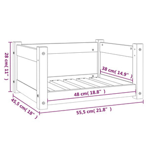 Hundebett Schwarz 55,5x45,5x28 cm Massivholz Kiefer