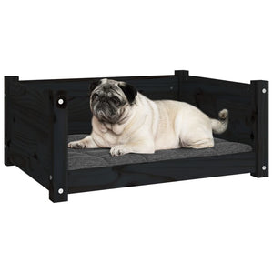 Hundebett Schwarz 65,5x50,5x28 cm Massivholz Kiefer