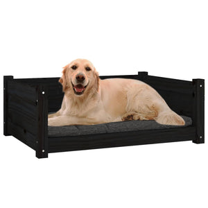 Hundebett Schwarz 75,5x55,5x28 cm Massivholz Kiefer Stilecasa