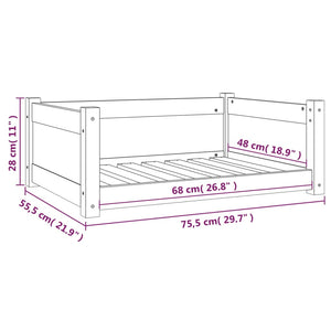 Hundebett Schwarz 75,5x55,5x28 cm Massivholz Kiefer Stilecasa