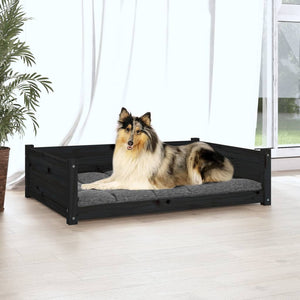 Hundebett Schwarz 95,5x65,5x28 cm Massivholz Kiefer