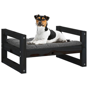 Hundebett Schwarz 55,5x45,5x28 cm Massivholz Kiefer