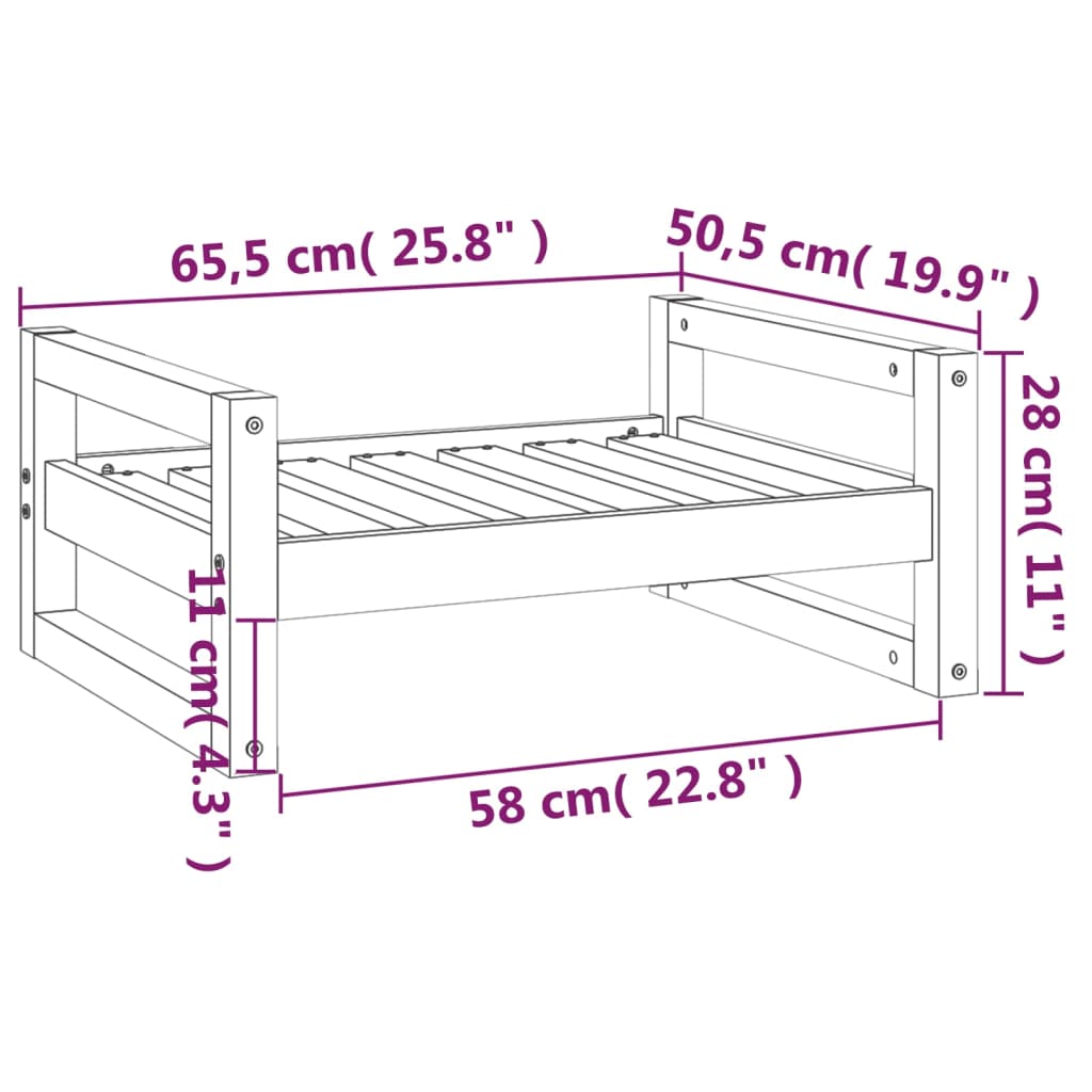 Hundebett Honigbraun 65,5x50,5x28 cm Massivholz Kiefer