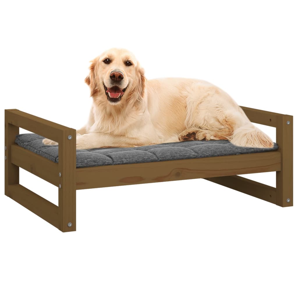 Hundebett Honigbraun 75,5x55,5x28 cm Massivholz Kiefer