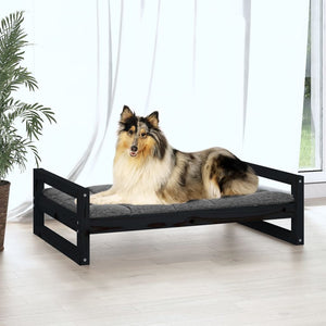 Hundebett Schwarz 95,5x65,5x28 cm Massivholz Kiefer