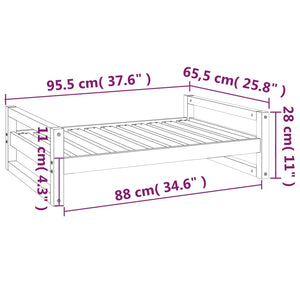 Hundebett Schwarz 95,5x65,5x28 cm Massivholz Kiefer