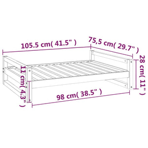 Hundebett Grau 105,5x75,5x28 cm Massivholz Kiefer