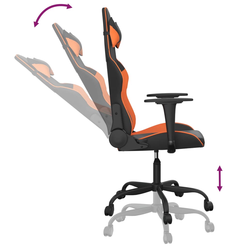 vidaXL Gaming-Stuhl mit Massagefunktion Schwarz und Orange Kunstleder