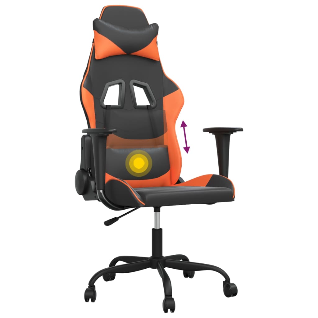 vidaXL Gaming-Stuhl mit Massagefunktion Schwarz und Orange Kunstleder