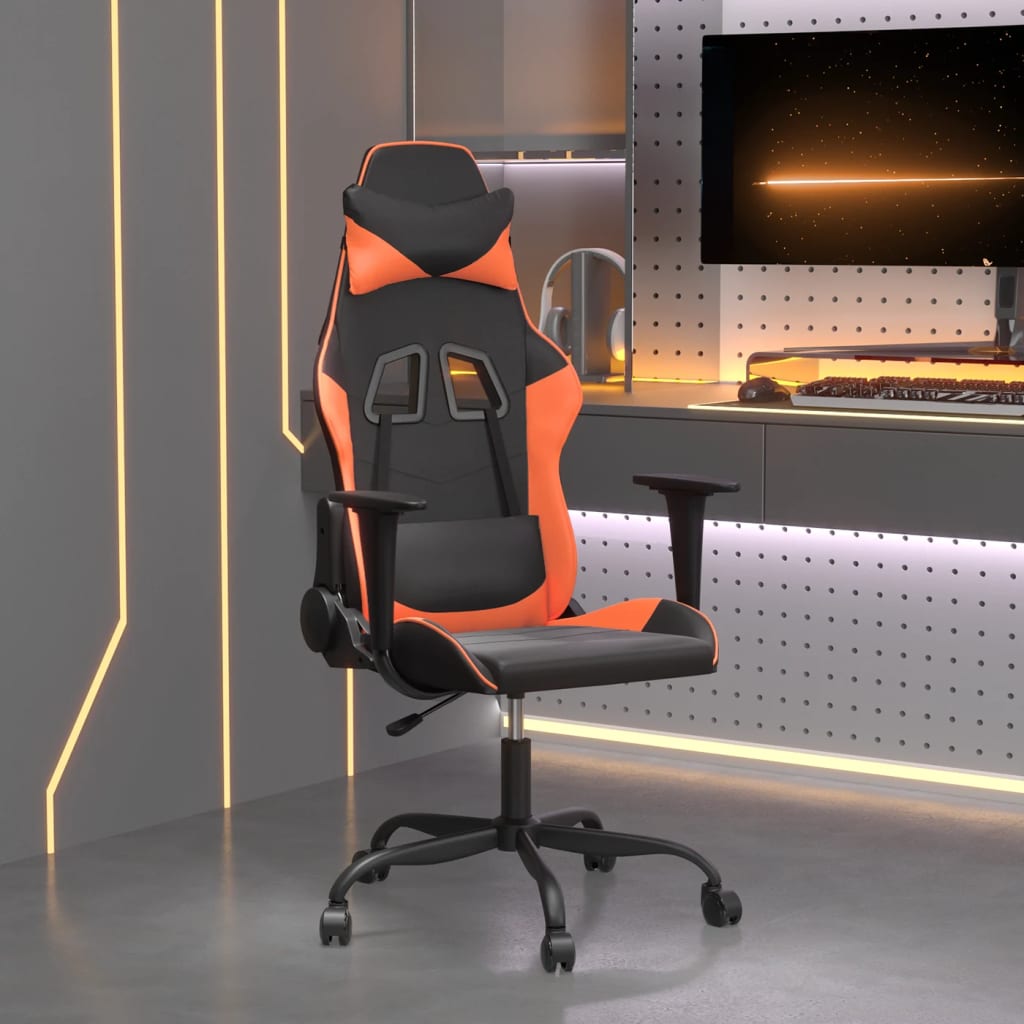 vidaXL Gaming-Stuhl mit Massagefunktion Schwarz und Orange Kunstleder