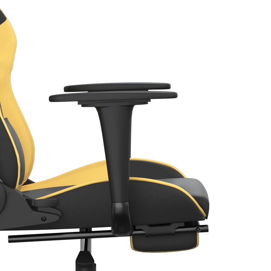 vidaXL Gaming-Stuhl mit Massage & Fußstütze Schwarz Golden Kunstleder