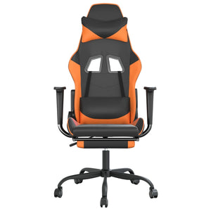 vidaXL Gaming-Stuhl mit Massage & Fußstütze Schwarz Orange Kunstleder