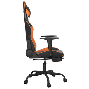 vidaXL Gaming-Stuhl mit Massage & Fußstütze Schwarz Orange Kunstleder