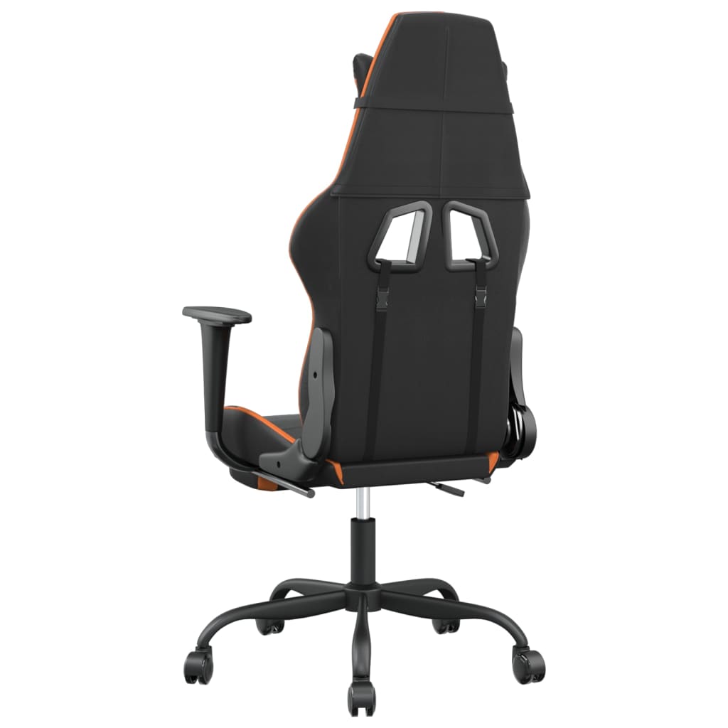 vidaXL Gaming-Stuhl mit Massage & Fußstütze Schwarz Orange Kunstleder