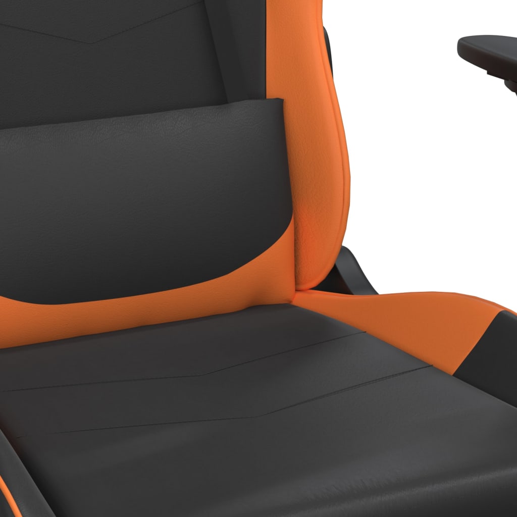 vidaXL Gaming-Stuhl mit Massage & Fußstütze Schwarz Orange Kunstleder