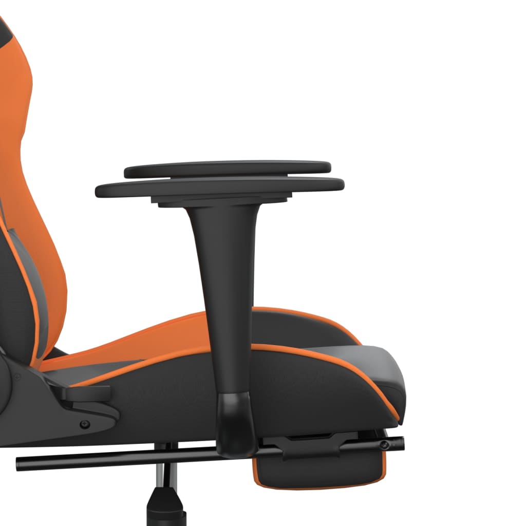 vidaXL Gaming-Stuhl mit Massage & Fußstütze Schwarz Orange Kunstleder