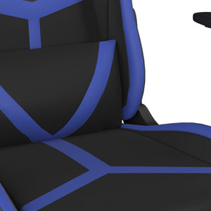 vidaXL Gaming-Stuhl mit Massage & Fußstütze Schwarz & Blau Kunstleder