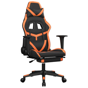 vidaXL Gaming-Stuhl mit Massage & Fußstütze Schwarz Orange Kunstleder