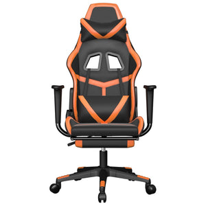 vidaXL Gaming-Stuhl mit Massage & Fußstütze Schwarz Orange Kunstleder