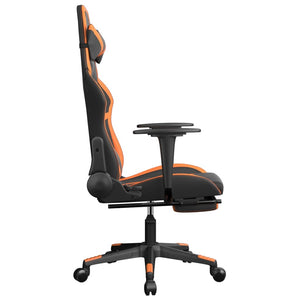 vidaXL Gaming-Stuhl mit Massage & Fußstütze Schwarz Orange Kunstleder