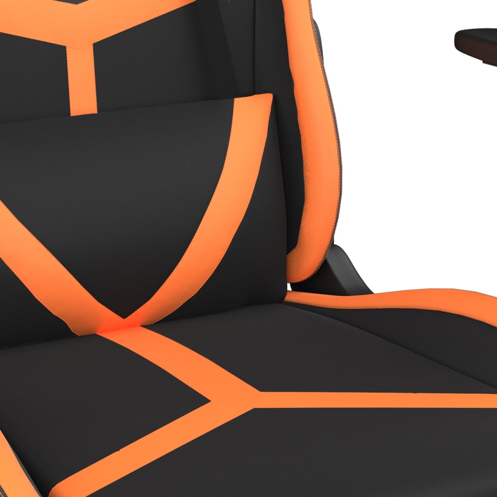 vidaXL Gaming-Stuhl mit Massage & Fußstütze Schwarz Orange Kunstleder