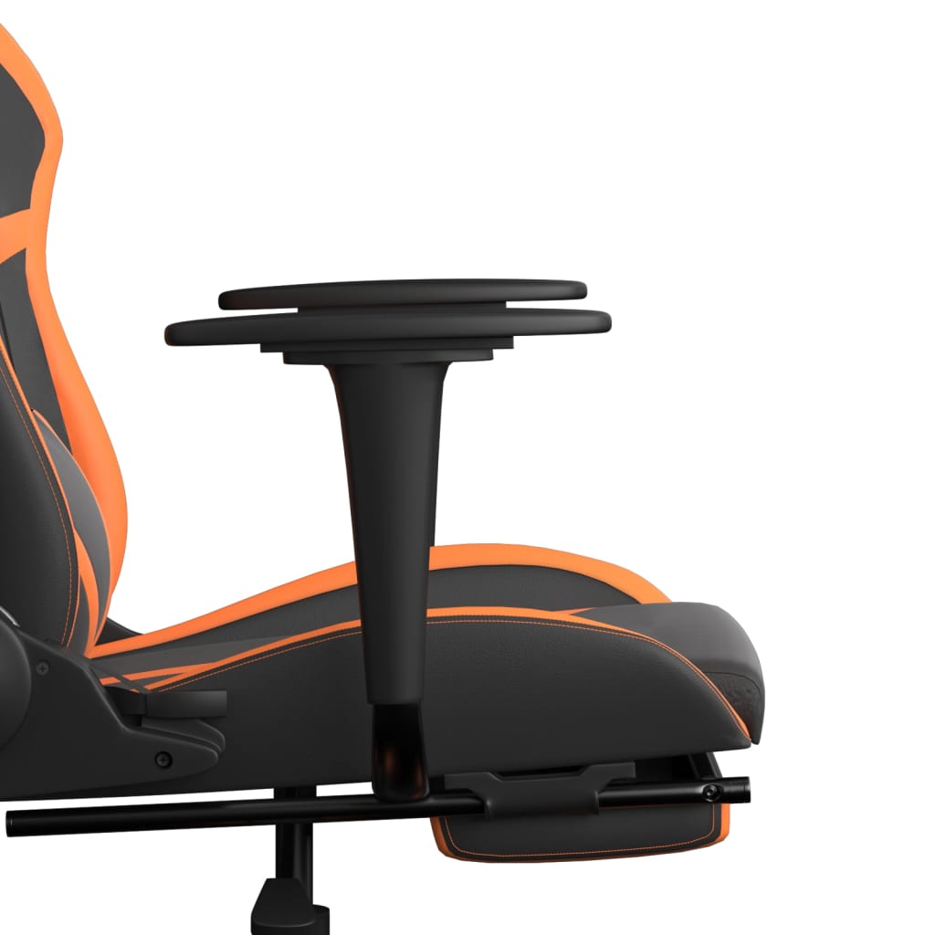 vidaXL Gaming-Stuhl mit Massage & Fußstütze Schwarz Orange Kunstleder