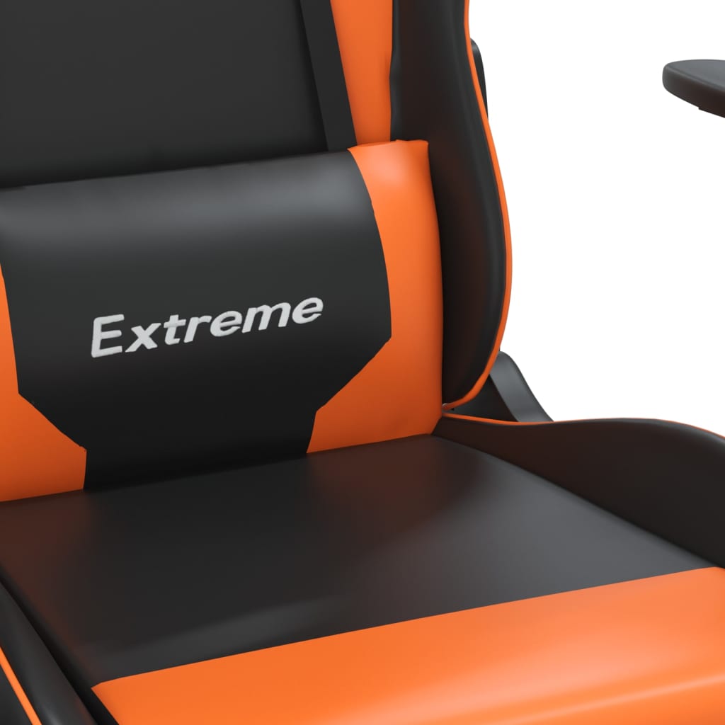 Gaming-Stuhl mit Massage & Fußstütze Schwarz Orange Kunstleder