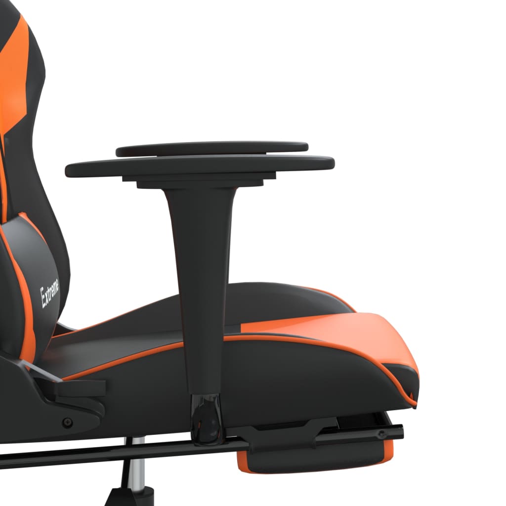 Gaming-Stuhl mit Massage & Fußstütze Schwarz Orange Kunstleder