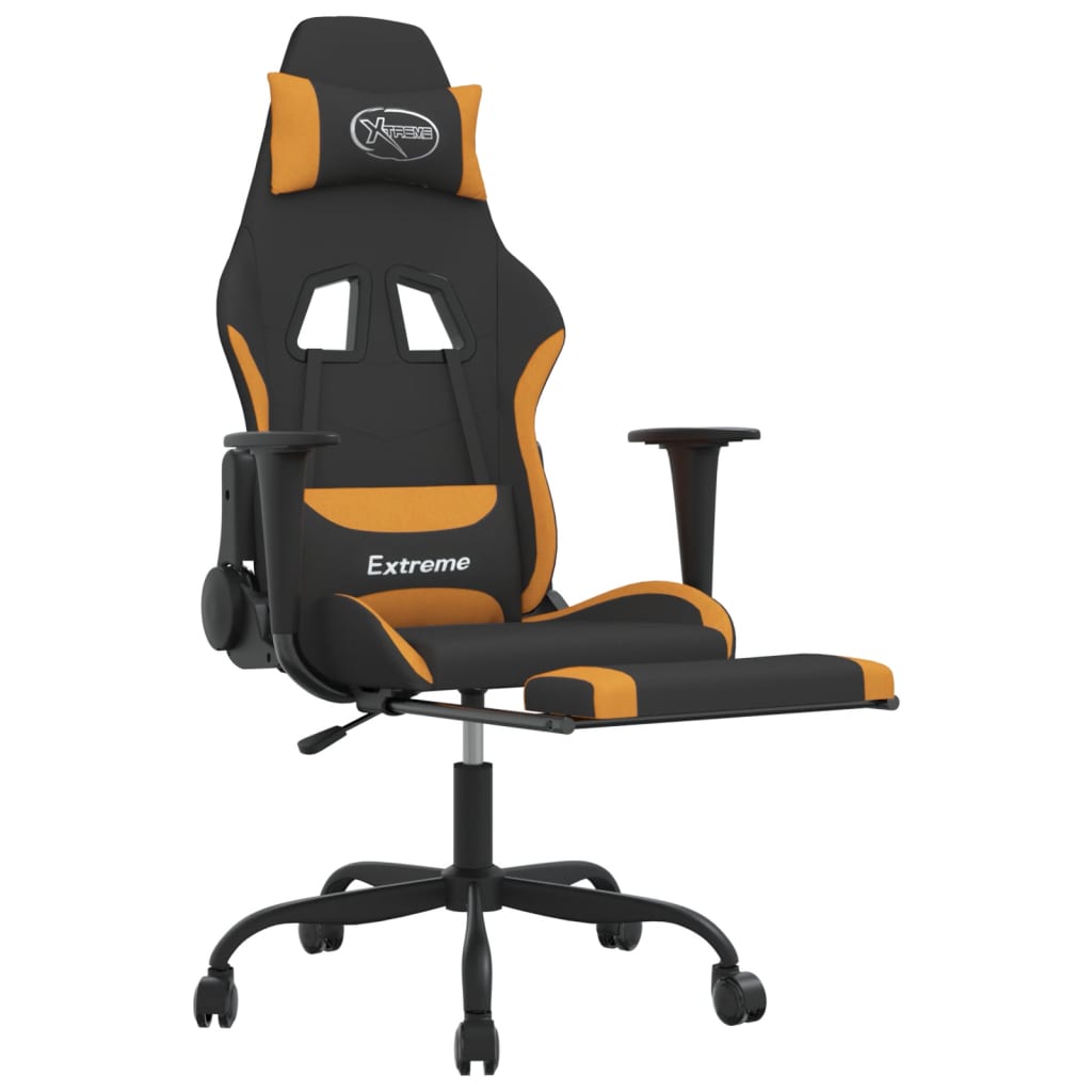 vidaXL Gaming-Stuhl mit Massage & Fußstütze Schwarz und Orange Stoff