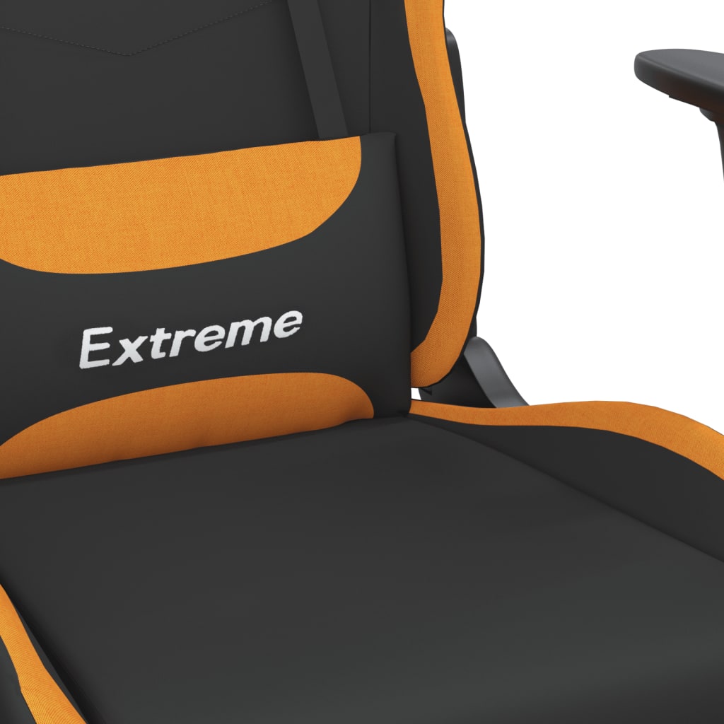 vidaXL Gaming-Stuhl mit Massage & Fußstütze Schwarz und Orange Stoff