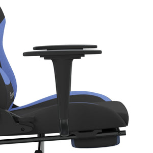 vidaXL Gaming-Stuhl mit Massage & Fußstütze Schwarz und Blau Stoff