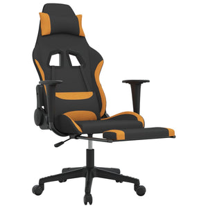 vidaXL Gaming-Stuhl mit Massage & Fußstütze Schwarz und Orange Stoff