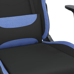 vidaXL Gaming-Stuhl mit Massage & Fußstütze Schwarz und Blau Stoff