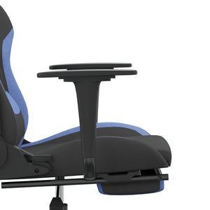 vidaXL Gaming-Stuhl mit Massage & Fußstütze Schwarz und Blau Stoff