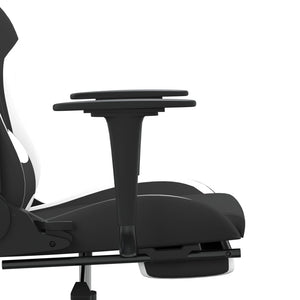 vidaXL Gaming-Stuhl mit Massage & Fußstütze Schwarz und Weiß Stoff