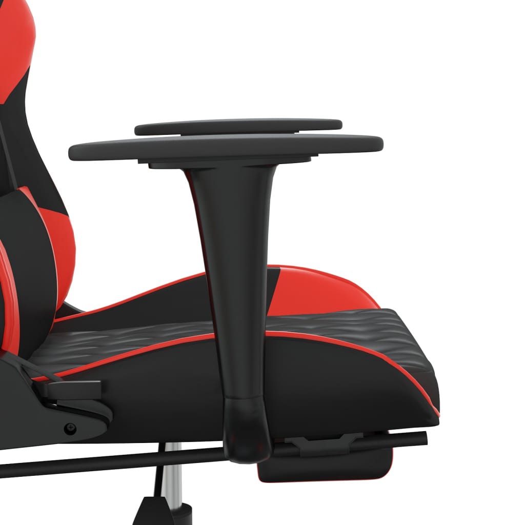 vidaXL Gaming-Stuhl mit Massage & Fußstütze Schwarz & Rot Kunstleder