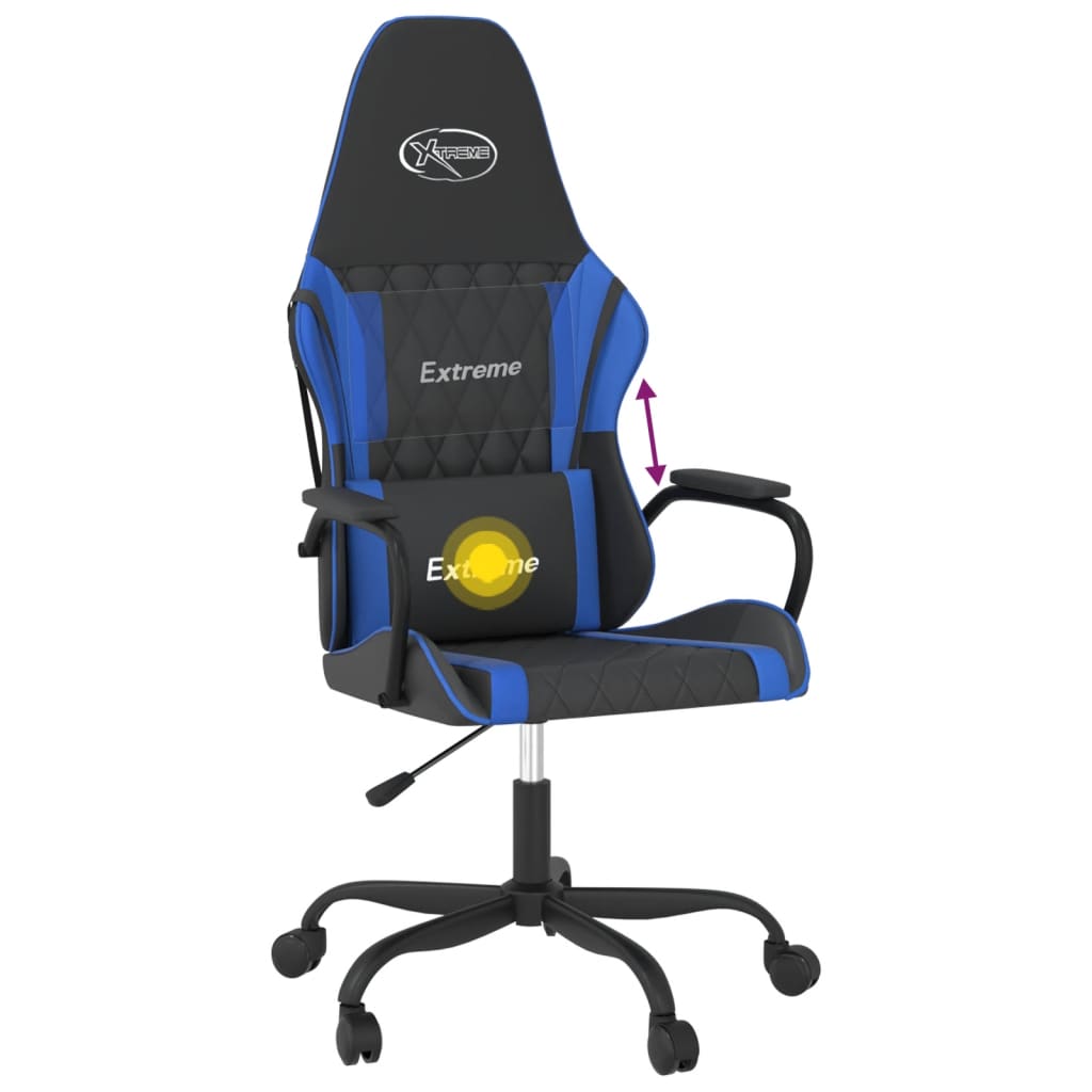 vidaXL Gaming-Stuhl mit Massagefunktion Schwarz und Blau Kunstleder