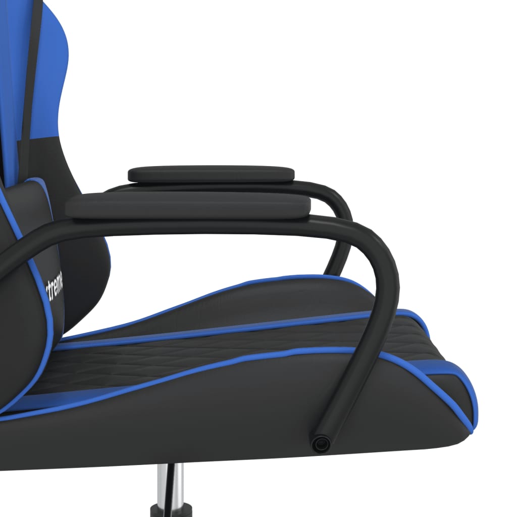 vidaXL Gaming-Stuhl mit Massagefunktion Schwarz und Blau Kunstleder