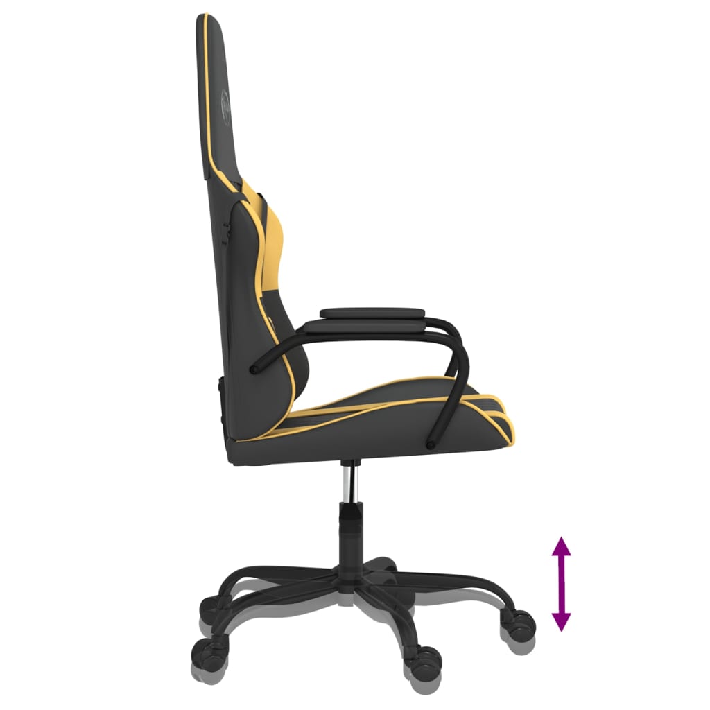 vidaXL Gaming-Stuhl mit Massagefunktion Schwarz & Golden Kunstleder