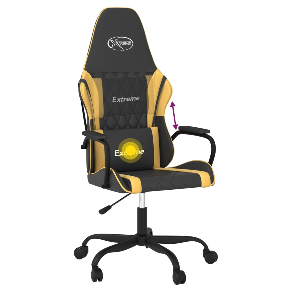 vidaXL Gaming-Stuhl mit Massagefunktion Schwarz & Golden Kunstleder