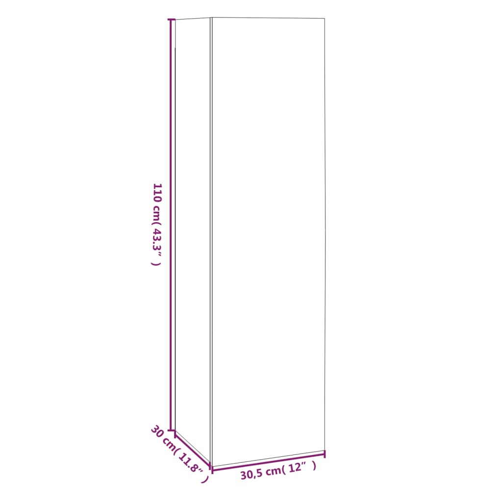 vidaXL TV-Schränke 4 Stk. Grau Sonoma 30,5x30x110 cm Holzwerkstoff