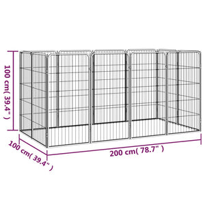 vidaXL 12-tlg. Hundelaufstall Schwarz 50x100cm Stahl Pulverbeschichtet