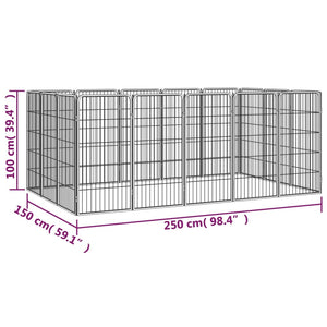 vidaXL 16-tlg. Hundelaufstall Schwarz 50x100cm Stahl Pulverbeschichtet