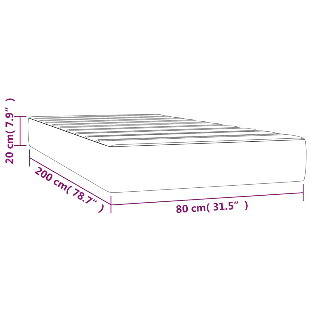 Taschenfederkernmatratze Dunkelgrau 80x200x20 cm Stoff Stilecasa