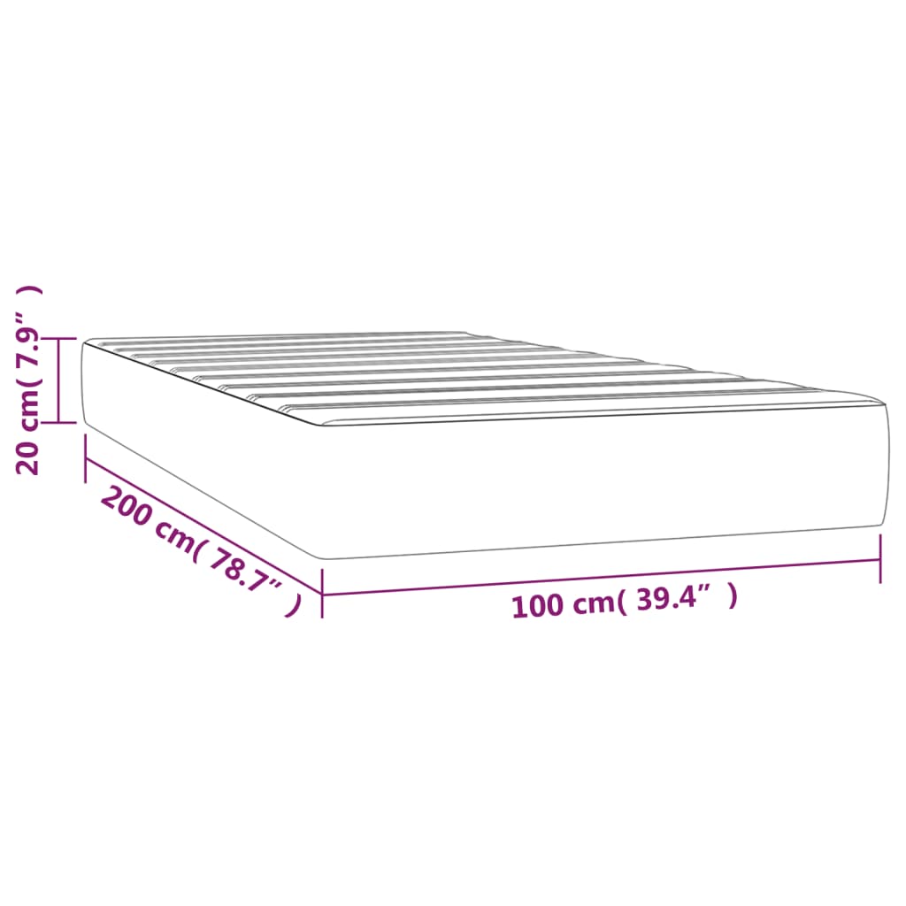 vidaXL Taschenfederkernmatratze Rosa 100x200x20 cm Samt